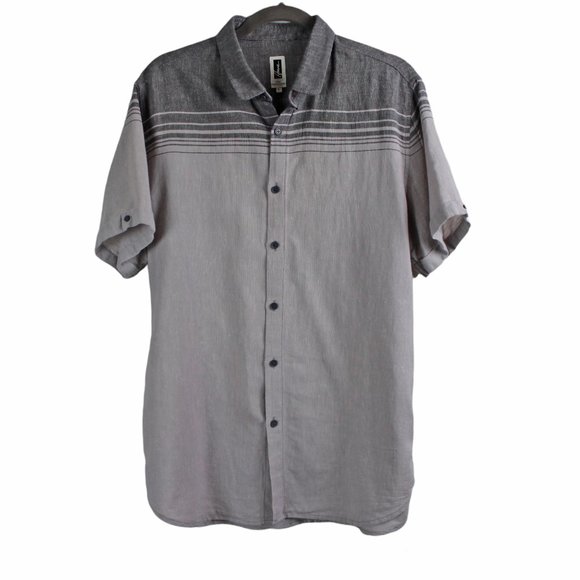 Howe Gray Short Sleeve Cotton Linen Shirt - Picture 1 of 13